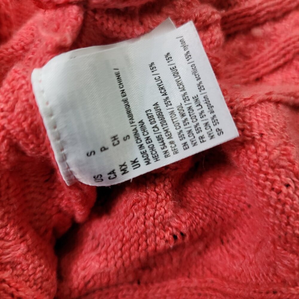 American Eagle Coral Pink Cable Knit Women's Zipper Sweater | Size S - Picture 2 of 7